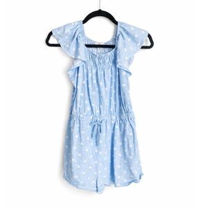 Crewcuts Girls Flutter Sleeve Romper Slub Cotton Stars 4th July USA America